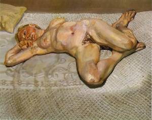 Lucien Freud, Blond girl on bed